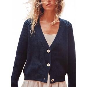 NEW L'ENVERS women's anna cardigan in navy blue
